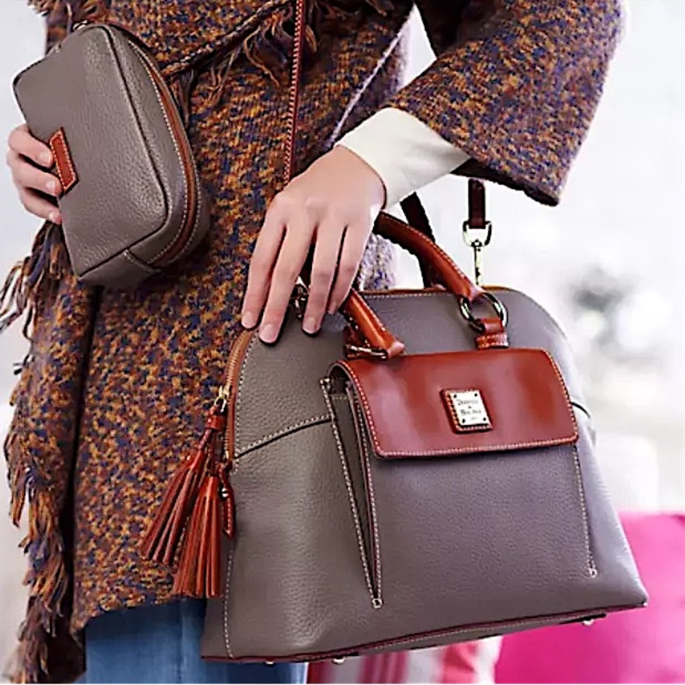 Dooney & Bourke Pebble Leather Aubrey Front Pocket Satchel Crossbody